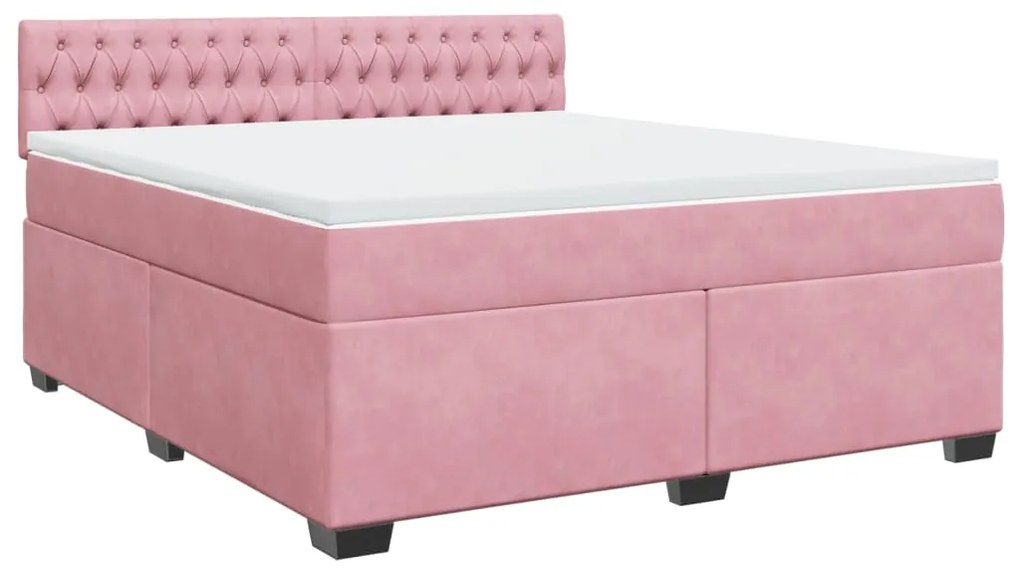 Cama com molas/colchão 180x200 cm veludo rosa