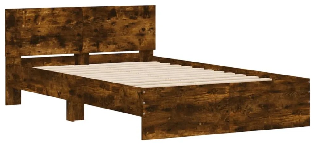 Estrutura de cama com cabeceira 135x190 cm carvalho fumado