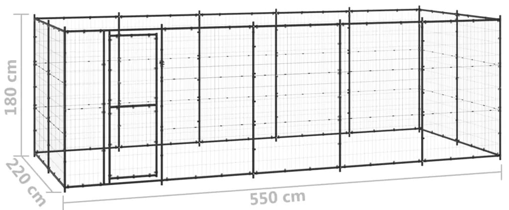 Canil de exterior 12,1 m² aço