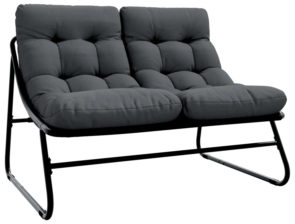 Conjunto de Sofá de Jardim de 5 Peças com Almofadas Aço Preto