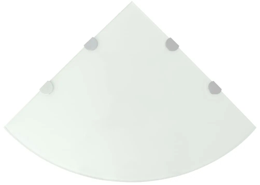 vidaXL Prateleira canto, suportes cromados, vidro branco 45x45cm