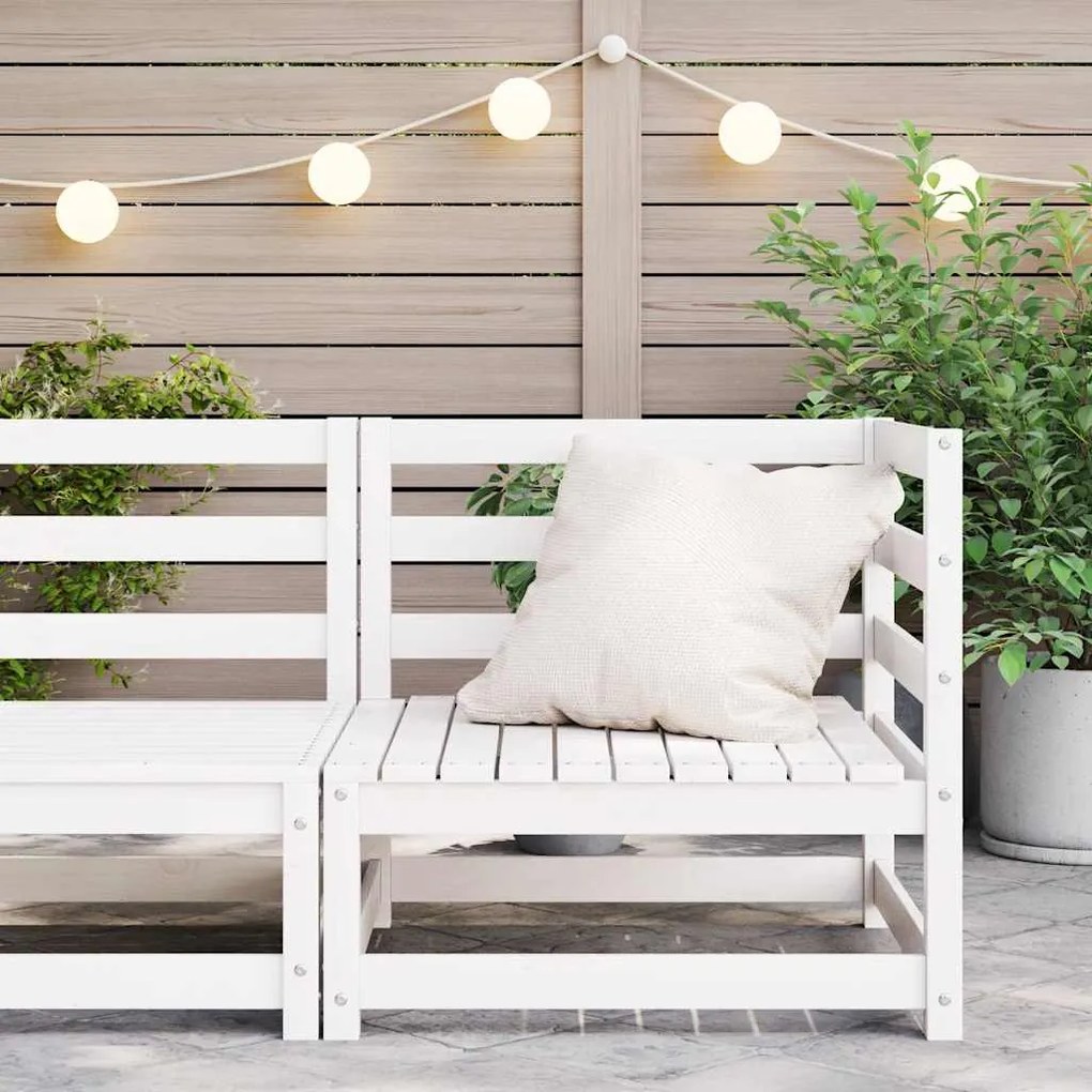 vidaXL Sofá de canto para jardim madeira de pinho maciça branco