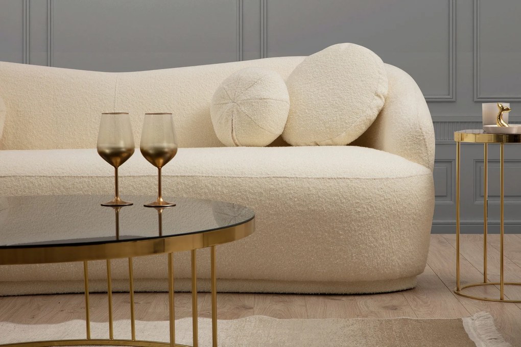 Sofá de 3 Lugares Ancona – Creme – 225x76x98 cm