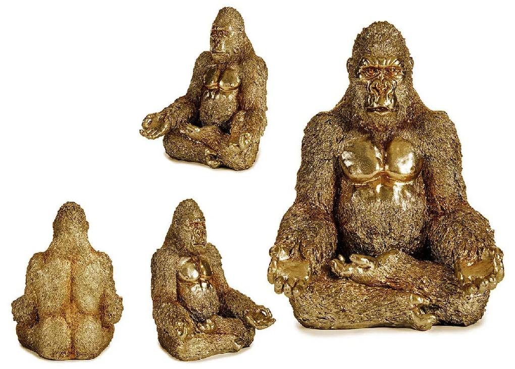 Figura Decorativa Gorila Dourado Resina (19 x 26,5 x 22 cm)