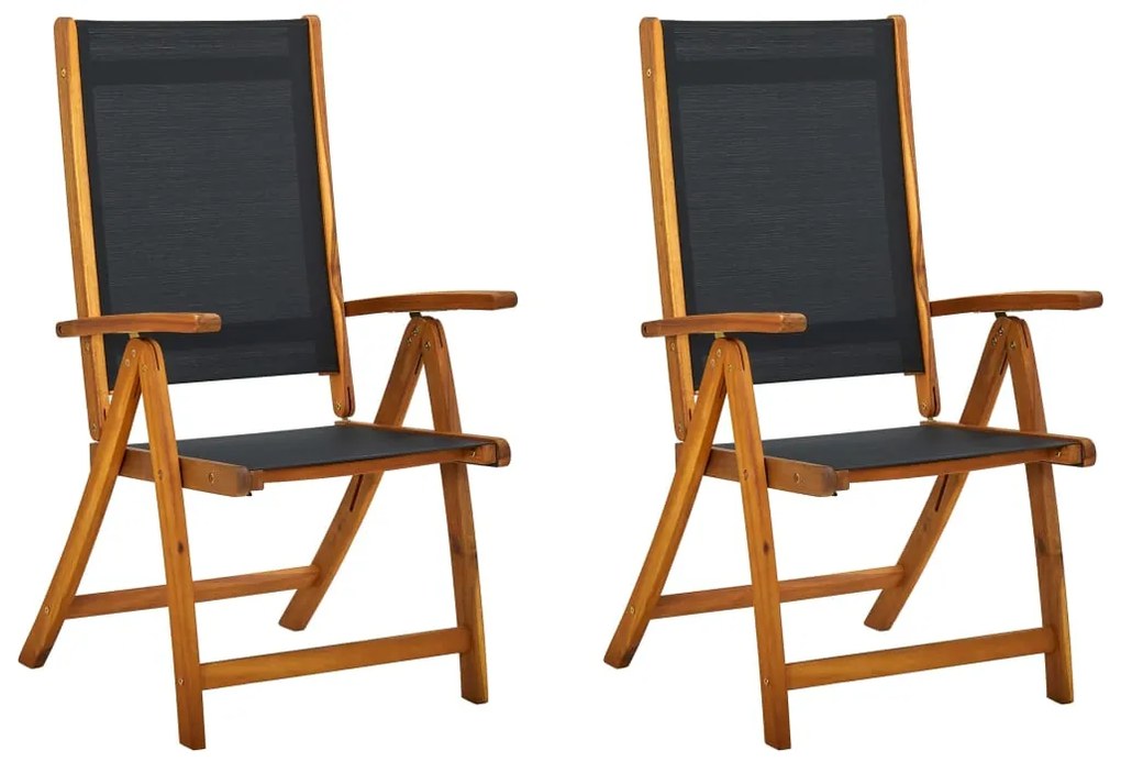 41747 vidaXL Cadeiras de jardim dobráveis 2 pcs acácia maciça e textilene