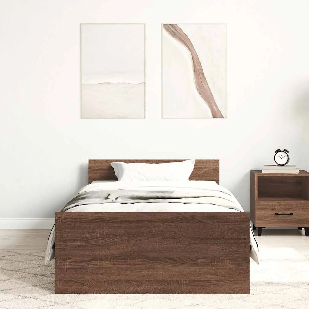 Estrutura cama s/ colchão derivados madeira carvalho castanho