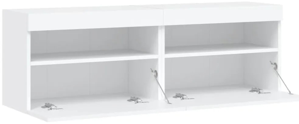 Móveis de parede p/ TV com luzes LED 2 pcs 60x30x40 cm branco