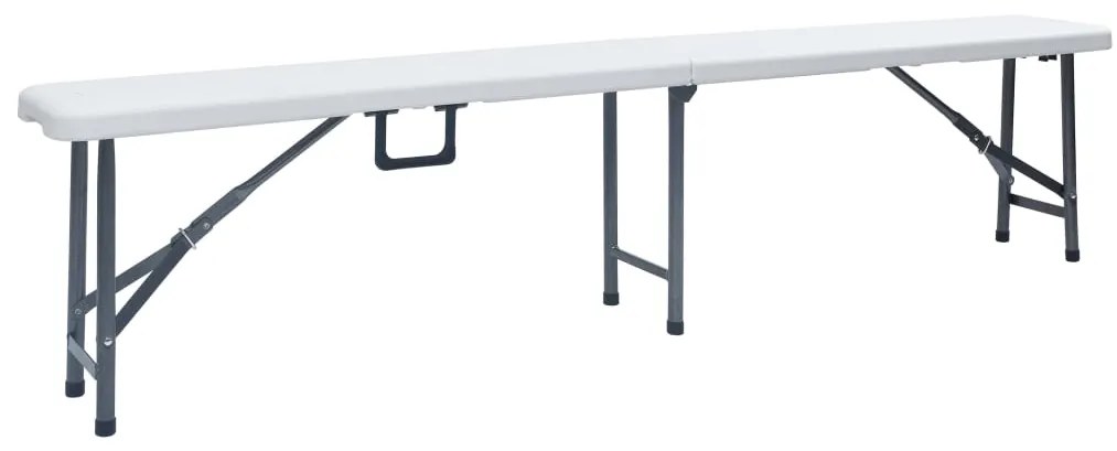 Mesa de jardim dobrável com 2 bancos 180 cm aço e PEAD branco