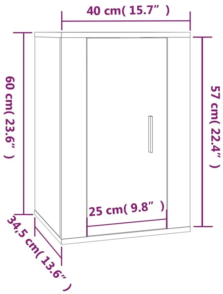 Móvel de TV de parede 40x34,5x60 cm branco brilhante