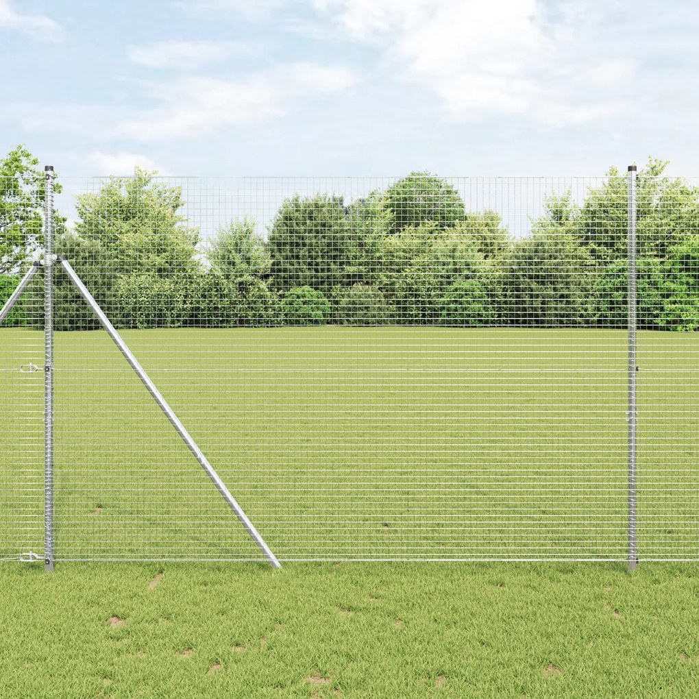 Cerca de Fio Soldado com 13 Postes 1.6x25 m de Aço Galvanizado