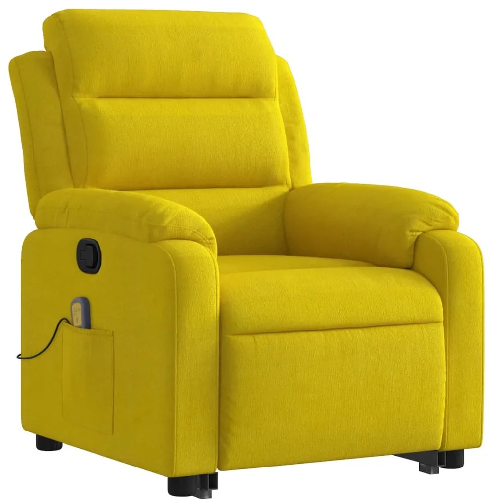 Poltrona elevatória de massagens veludo amarelo