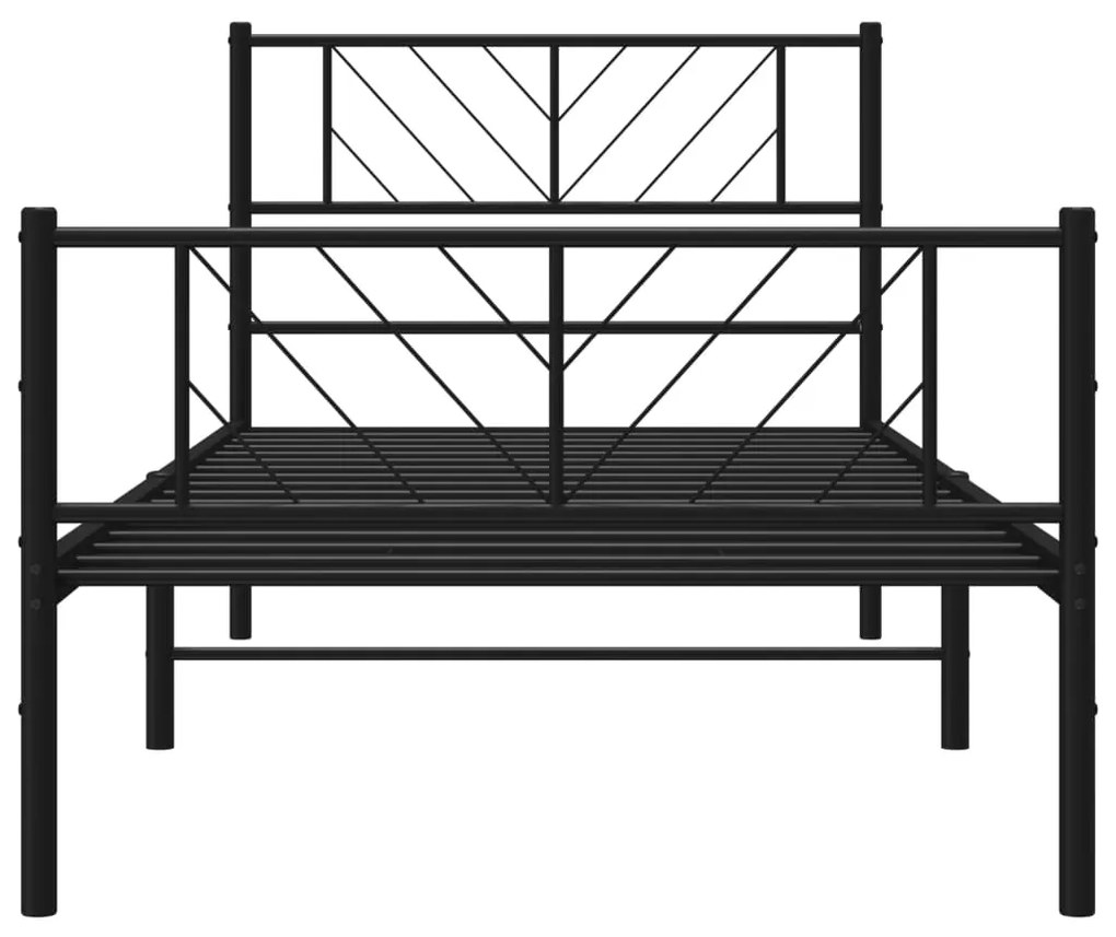 Estrutura de cama com cabeceira e pés 100x200 cm metal preto