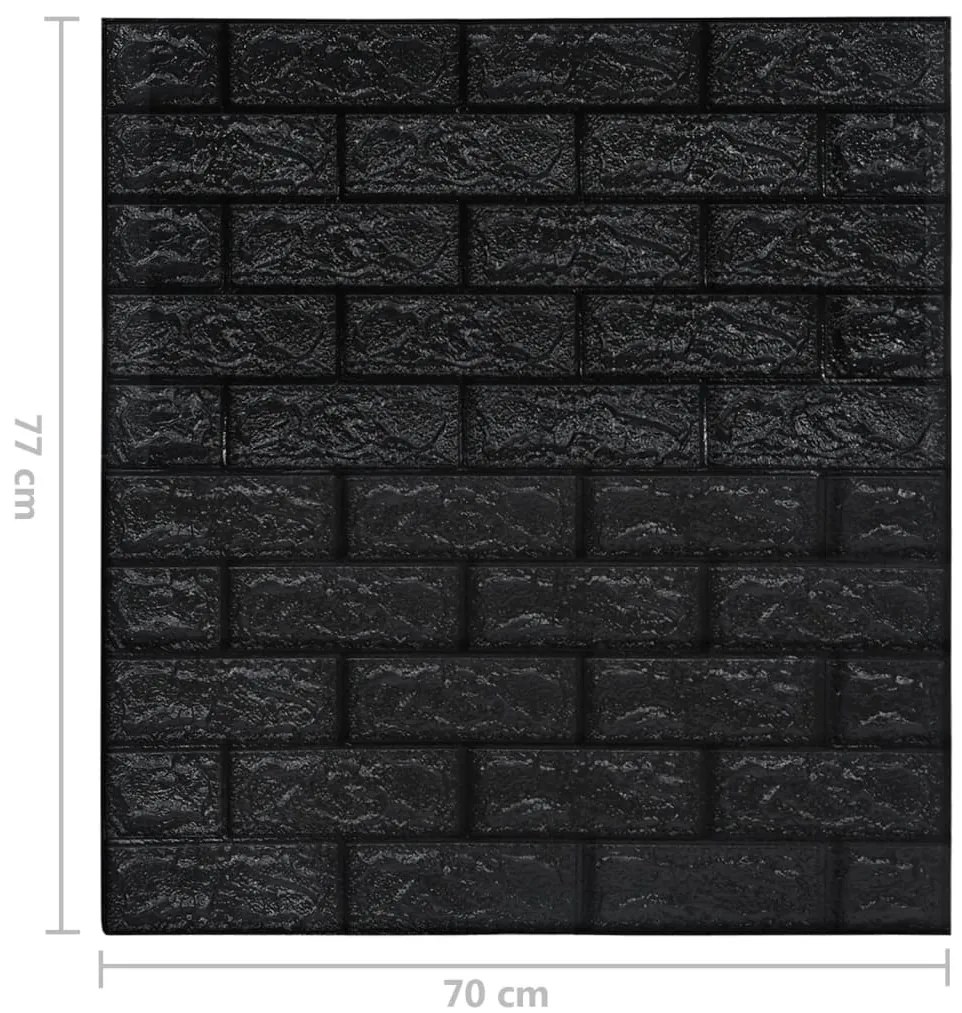 Papel de parede 3D autoadesivo tijolos 10 pcs preto