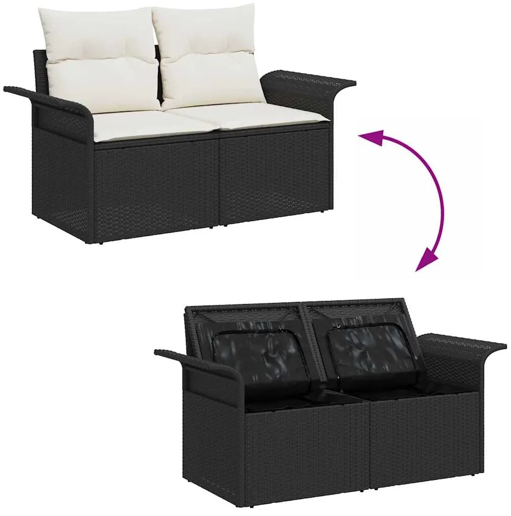 Conjunto de Sofás de Jardim 6 Peças com Almofadas em Rattan e Poliéste