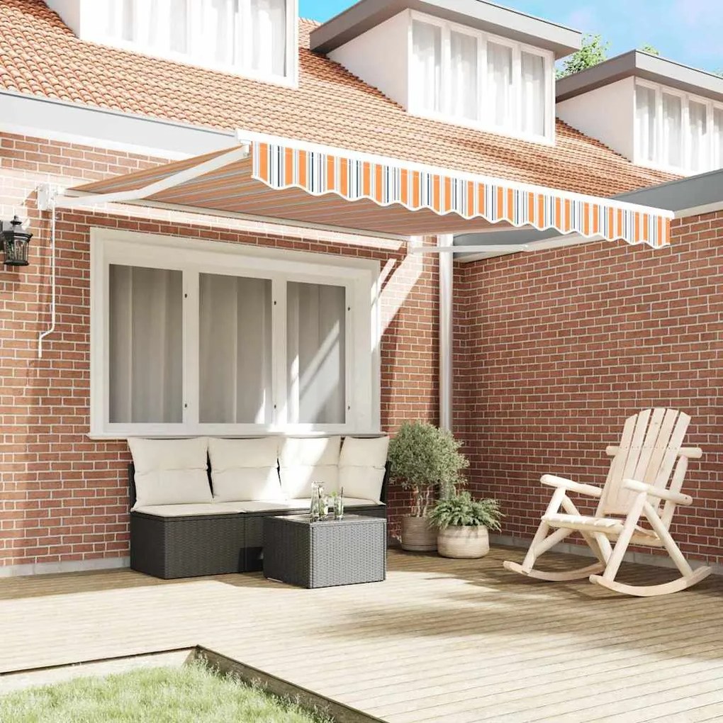 Toldo Retrátil Automático Listrado Multicolorido 350x250 cm