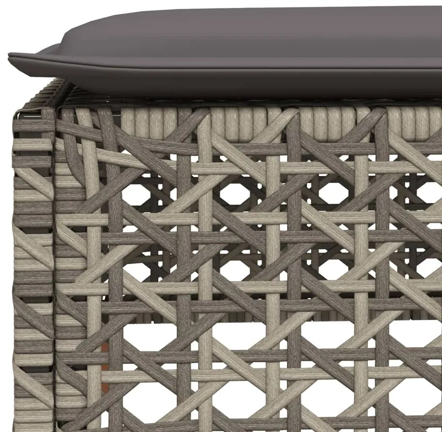 5 pcs conjunto sofás de jardim c/ almofadões vime PE cinzento