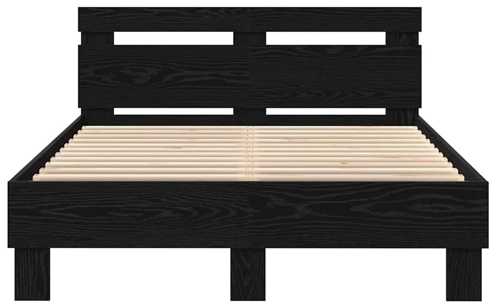 Estrutura de Cama Sólida Carvalho Preto Madeira Sólida 120 x 200 cm