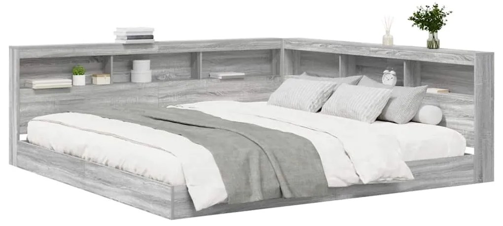 Cama estante Cinza Sonoma 180x200 cm Madeira engenheirada