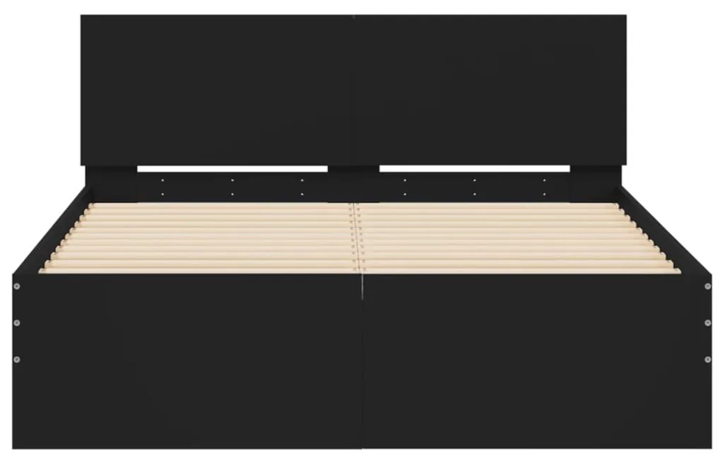 Estrutura de cama com cabeceira 135x190 cm preto