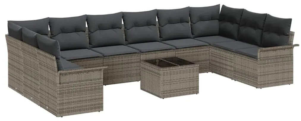 Conjunto de Sofá de Jardim vidaXL de 10 Peças com Almofadas Preto Ratt