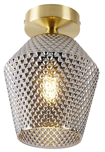 Candeeiro de teto inteligente latão com vidro fumê incl. Wifi A60 - Karce