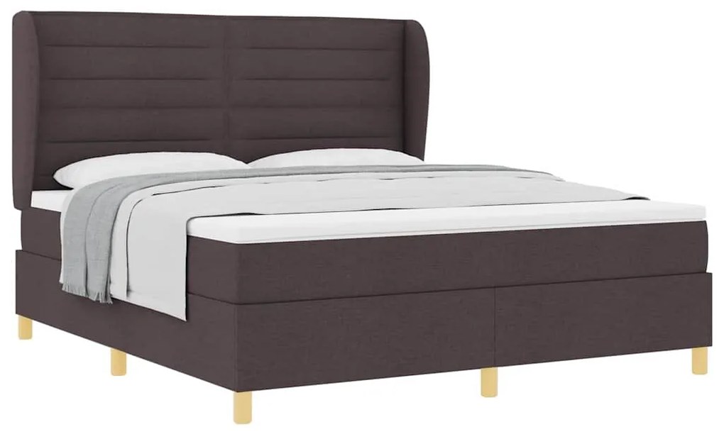 Cama Box Spring com Colchão vidaXL Marrom Escuro 180x200 cm Tecido