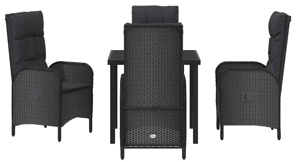 Conjunto de Jantar para Jardim 5 Peças em Rattan Sintético Preto
