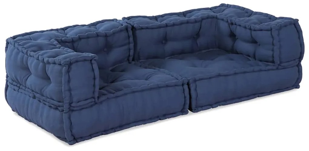 vidaXL Sofá Modular Manual 2 pcs Índigo 140 x 70 x 36 cm tecido