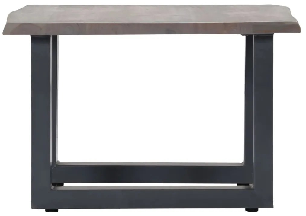 Mesa centro c/ arestas vivas 60x60x40cm acácia maciça cinzento