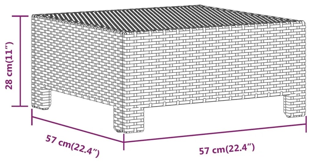 7 pcs conjunto lounge de jardim c/ almofadões vime PE cinzento
