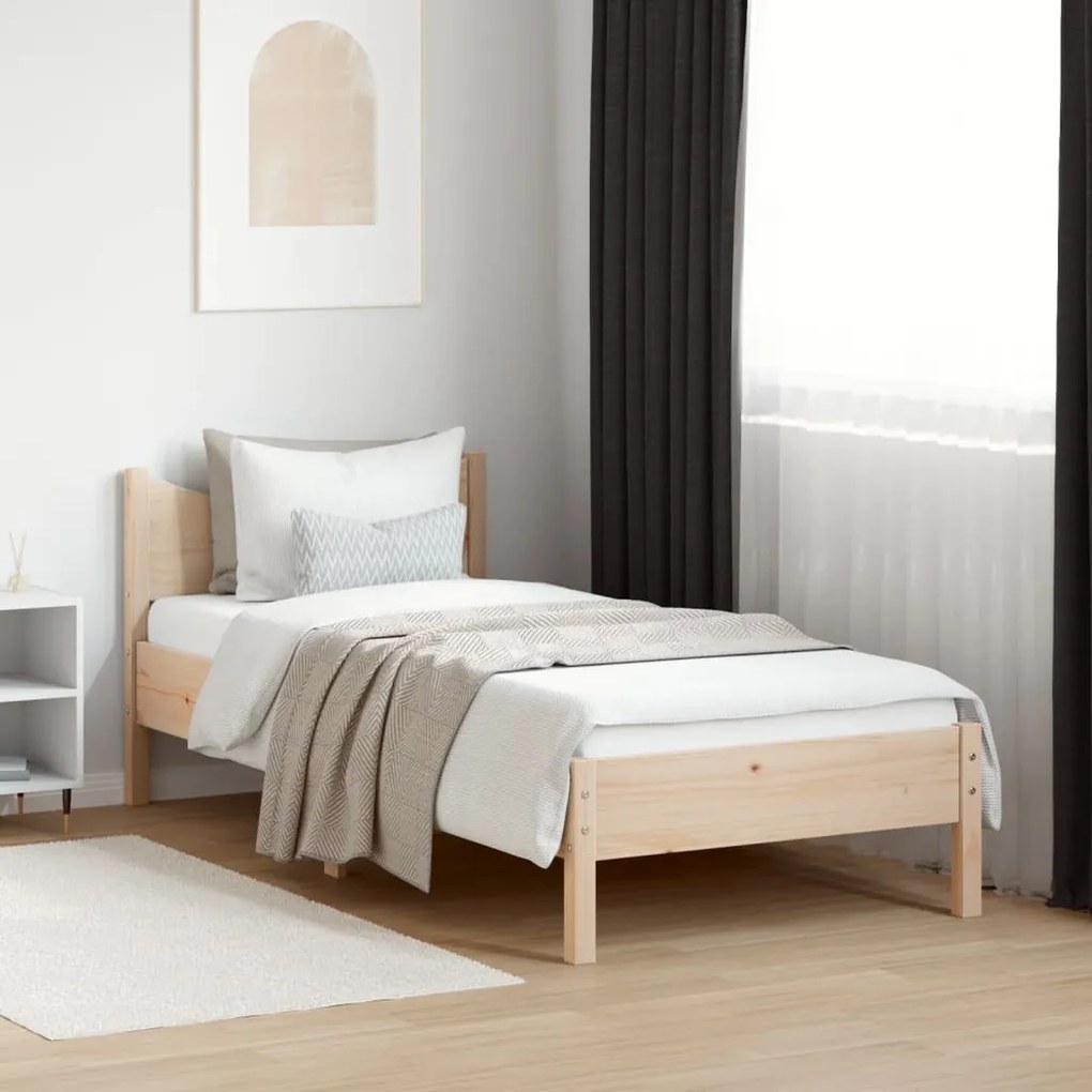 Cama sem colchão 75x190 cm madeira de pinho maciça