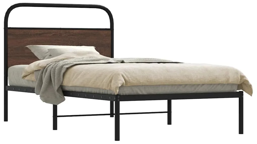 vidaXL Estrutura cama s/ colchão derivados madeira carvalho castanho