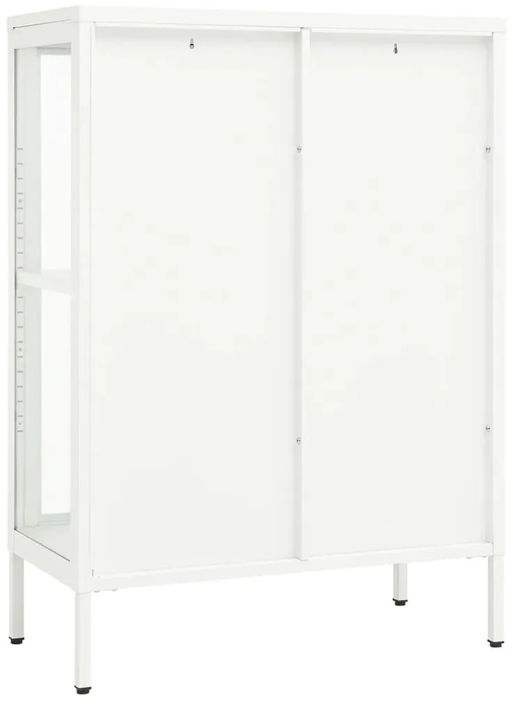 Aparador 75x35x105 cm vidro e aço branco
