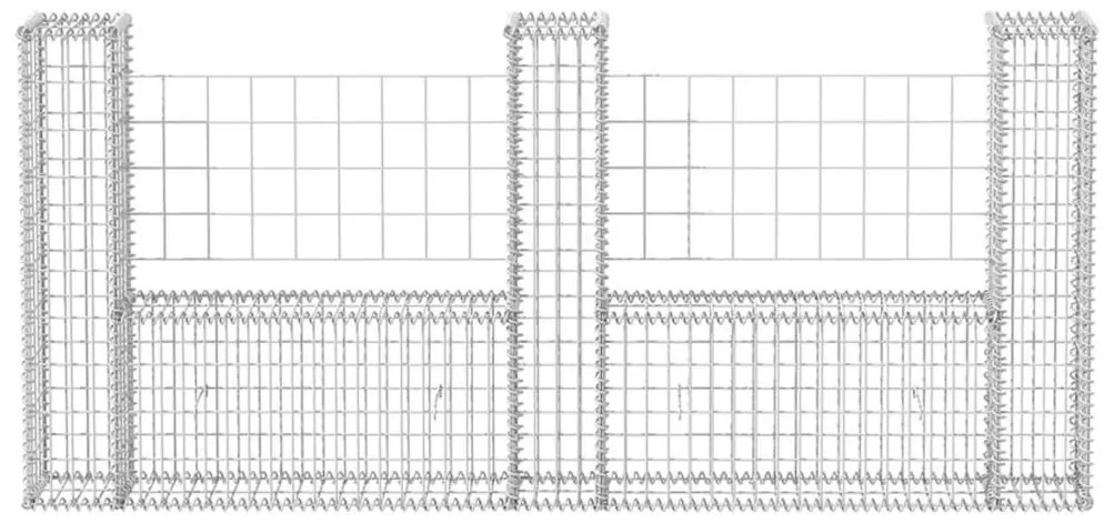 Cesto gabião em forma de U aço galvanizado 240x20x100 cm