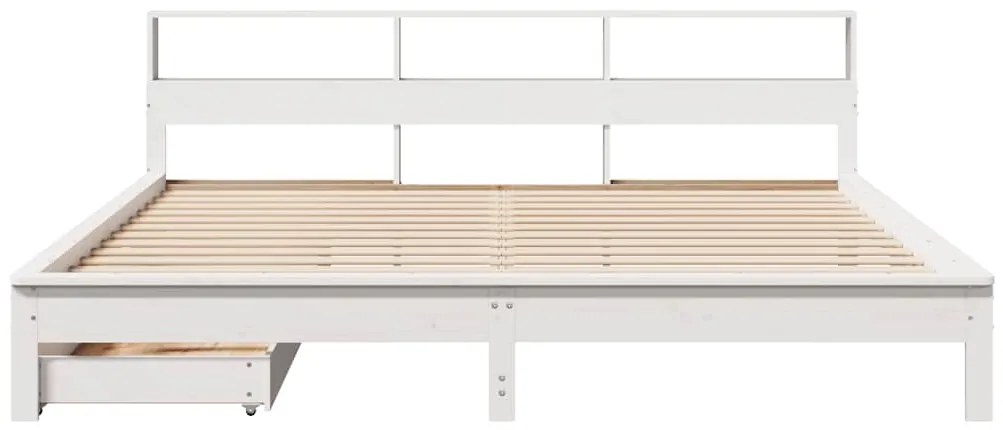 Cama com estante sem colchão 180x200 cm pinho maciço branco