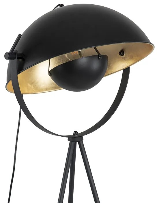 Candeeiro de pé preto com dourado 42 cm tripé ajustável - Magnax Industrial
