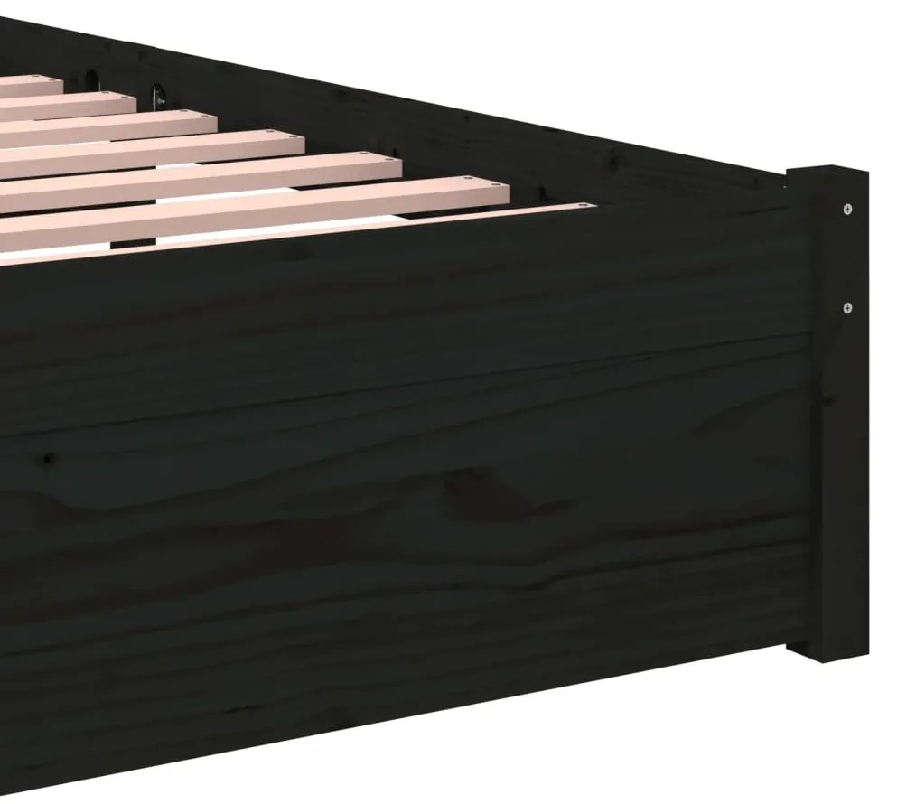 Estrutura cama pequena solteiro 75x190 cm madeira maciça preto
