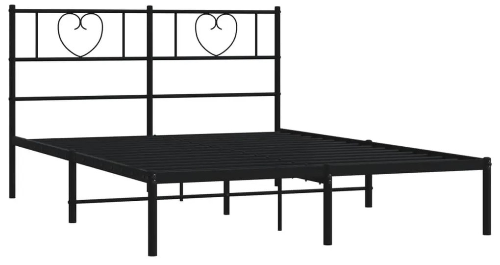 Estrutura de cama com cabeceira 140x190 cm metal preto