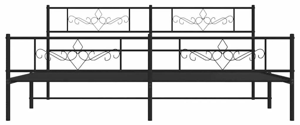 Estrutura de cama com cabeceira e pés 193x203 cm metal preto