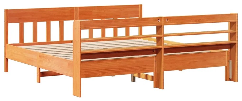 Cama sem colchão 200x200 cm pinho maciço castanho-mel