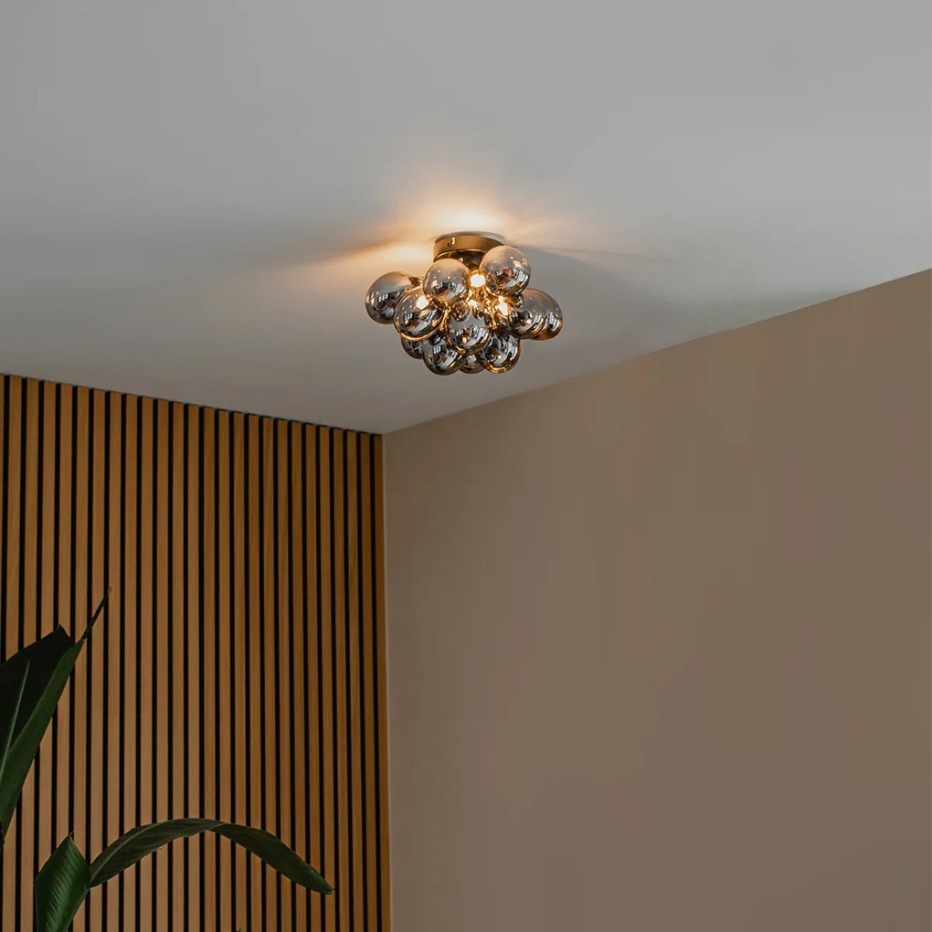 Candeeiro de Teto Inteligente Preto com Vidro Fumê 3 Luzes incl. Zigbee G9 - Uvas