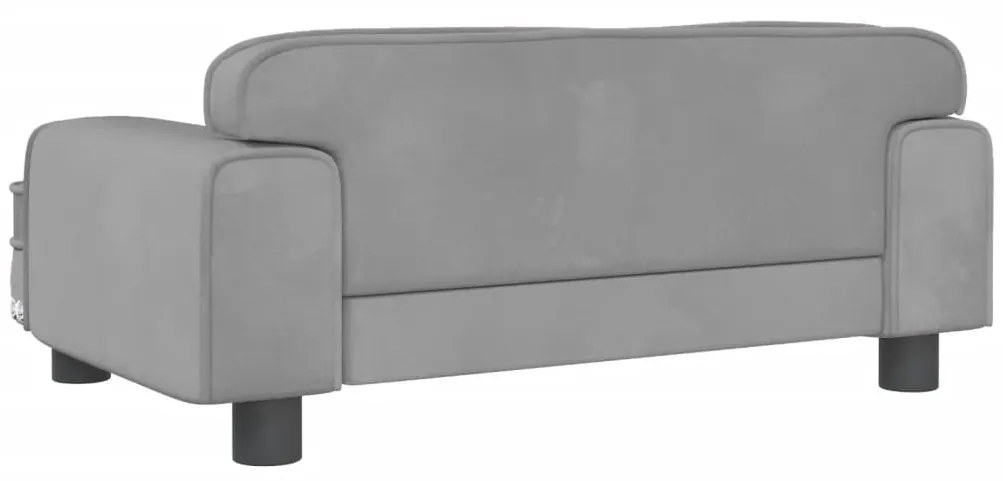 Sofá infantil 70x45x30 cm veludo cinzento-claro