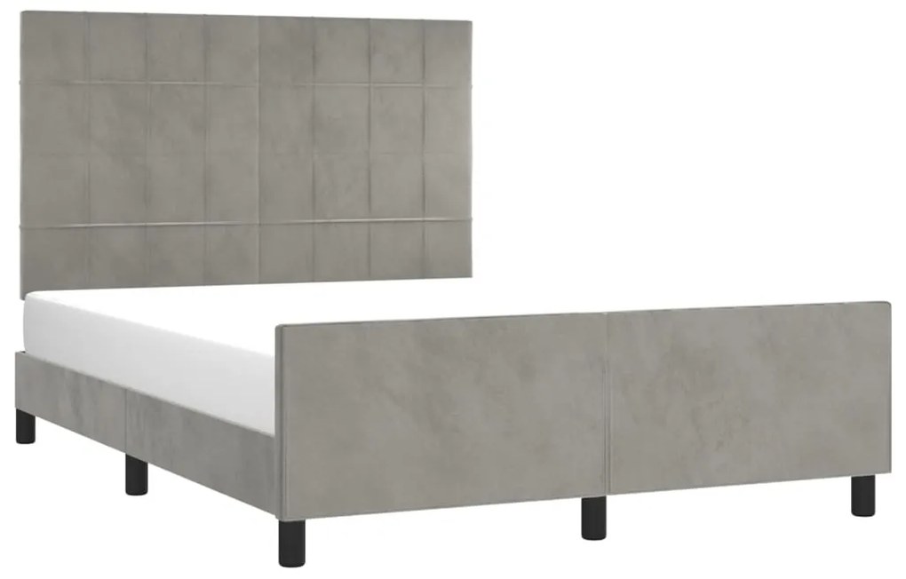 Estrutura de cama sem colchão 140x200 cm veludo cinzento-claro