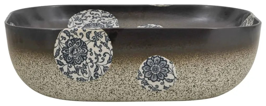 Lavatório bancada retangular 48x37,5x13,5 cm cerâmica multicor