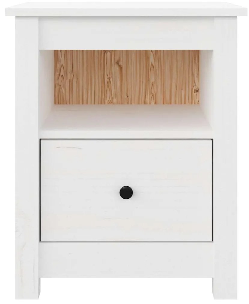 Mesa de cabeceira 40x35x49 cm madeira de pinho maciça branco