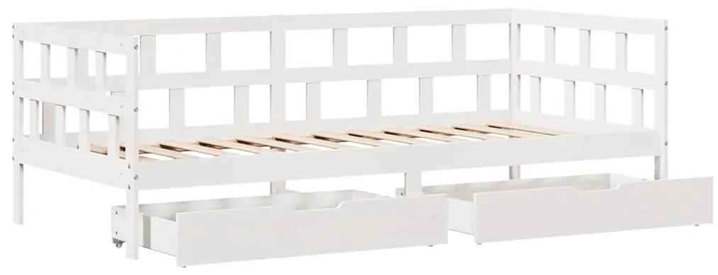 Sofá-cama com gavetas 80x200 cm madeira de pinho maciça