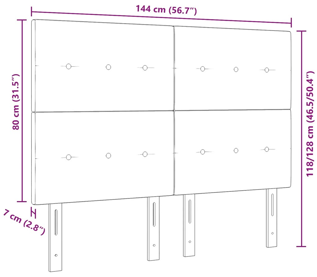 Cabeceira vidaXL Botão Tufted Cinza Claro 140 cm Tecido