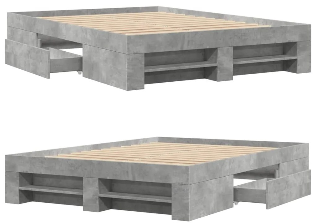 Estrutura de cama 140x190 cm derivados de madeira cinza cimento