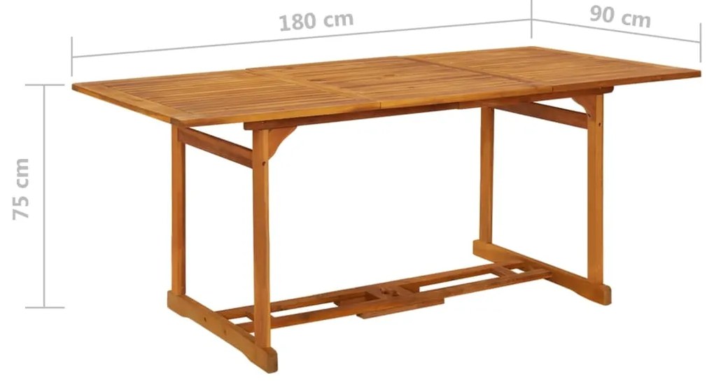 Mesa de jantar p/ jardim 180x90x75 cm madeira de acácia maciça