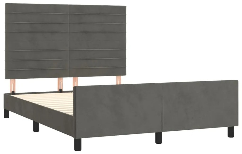 Estrutura de cama sem colchão 140x200 cm veludo cinzento-escuro